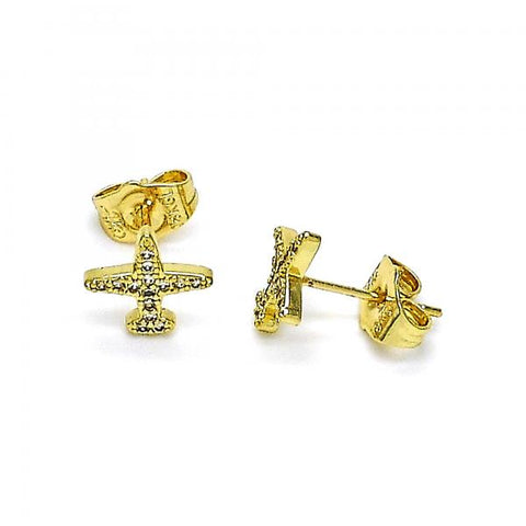 Arete Dormilona 02.156.0650 Oro Laminado, con Micro Pave Blanca, Pulido, Dorado