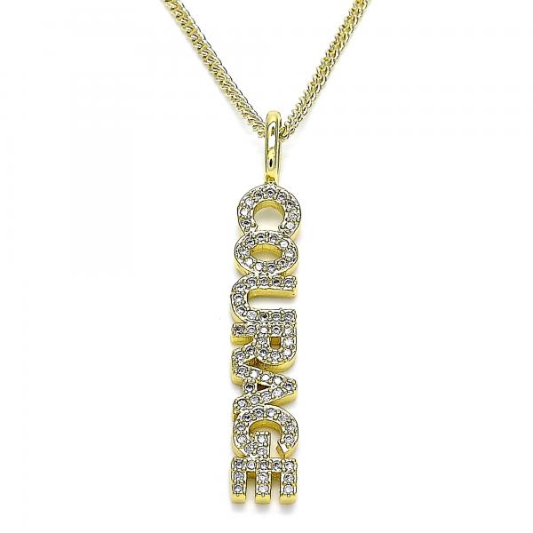 Collares con Dije 04.313.0023.20 Oro Laminado, con Micro Pave Blanca, Pulido, Dorado