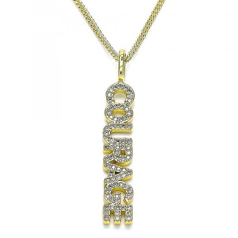 Collares con Dije 04.313.0023.20 Oro Laminado, con Micro Pave Blanca, Pulido, Dorado