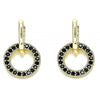 Argolla Huggie 02.210.0486.3.12 Oro Laminado, con Zirconia Cubica Negro, Pulido, Dorado