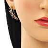 Arete Orejera 02.210.0627 Oro Laminado, con Zirconia Cubica Multicolor, Pulido, Dorado