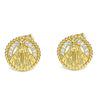 Arete Dormilona 02.213.0264 Oro Laminado, Diseño de Caridad del Cobre, con Micro Pave Blanca, Pulido, Dorado