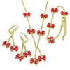 Juego de Arete y Dije de Nino 06.60.0004.3 Oro Laminado, Diseño de Mariposa, con Cristal Blanca, Esmaltado Rojo, Dorado