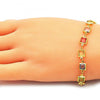 Pulsera Elegante 03.386.0005.08 Oro Laminado, con Zirconia Cubica Multicolor, Pulido, Dorado