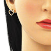 Arete Dormilona 02.94.0117.1 Oro Laminado, Diseño de Corazon, con Micro Pave Granate y Blanca, Pulido, Dorado