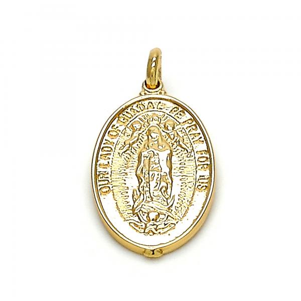 Dije Religioso 05.100.0002 Oro Laminado, Diseño de Guadalupe, Pulido, Dorado