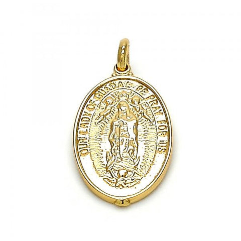 Dije Religioso 05.100.0002 Oro Laminado, Diseño de Guadalupe, Pulido, Dorado
