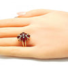 Anillo Multi Piedra 01.210.0099.1.06 Oro Laminado, con Zirconia Cubica Rubi y Blanca, Pulido, Dorado