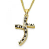 Collares con Dije 04.284.0014.2.22 Oro Laminado, con Zirconia Cubica Negro y Blanca, Pulido, Dorado