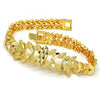 Pulsera Elegante 03.93.0002.07 Oro Laminado, Diseño de Oja, Diamantado, Dorado