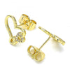 Arete Dormilona 02.156.0518 Oro Laminado, Diseño de Corazon, con Micro Pave Blanca, Pulido, Dorado