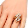 Anillo Multi Piedra 01.210.0031.08 Oro Laminado, Diseño de Oja, con Zirconia Cubica Blanca, Pulido, Dorado