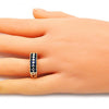 Anillo Multi Piedra 01.346.0023.4.07 Oro Laminado, con Zirconia Cubica Zafiro Azul, Pulido, Dorado