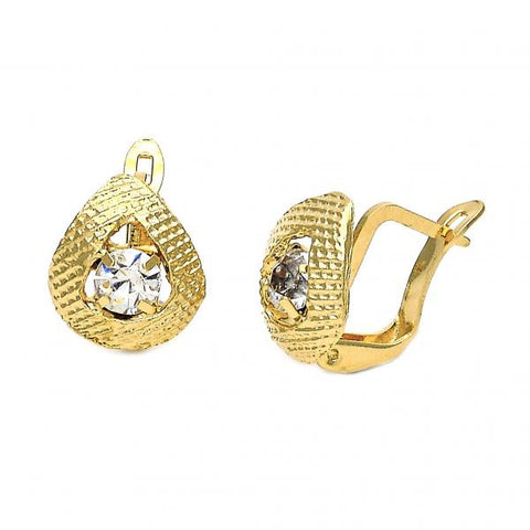 Arete Gancho Frances 5.127.047.2 Oro Laminado, Diseño de Gota, con Zirconia Cubica Blanca, Diamantado, Dorado