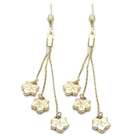 Arete Largo 5.109.002 Oro Laminado, Diseño de Flor, Dorado