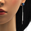 Arete Largo 02.239.0023.1 Rodio Laminado, Diseño de Corazon, con Cristales de Swarovski Bermuda Blue y Crystal, Pulido, Rodinado