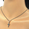 Collares con Dije 04.284.0007.2.22 Oro Laminado, Diseño de Cruz, con Zirconia Cubica Negro y Blanca, Pulido, Dorado
