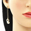 Arete Violador 02.380.0025.2 Oro Laminado, Diseño de Nina Pequena y Corazon, Diseño de Nina Pequena, con Zirconia Cubica Blanca, Pulido, Dorado