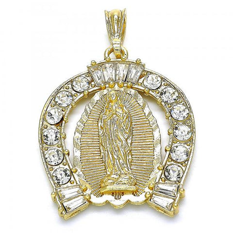 Dije Religioso 05.351.0148 Oro Laminado, Diseño de Guadalupe, con Cristal Blanca, Pulido, Dorado