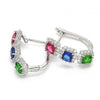 Argolla Huggie 02.186.0097.15 Plata Rodinada, con Zirconia Cubica Multicolor, Pulido, Rodinado