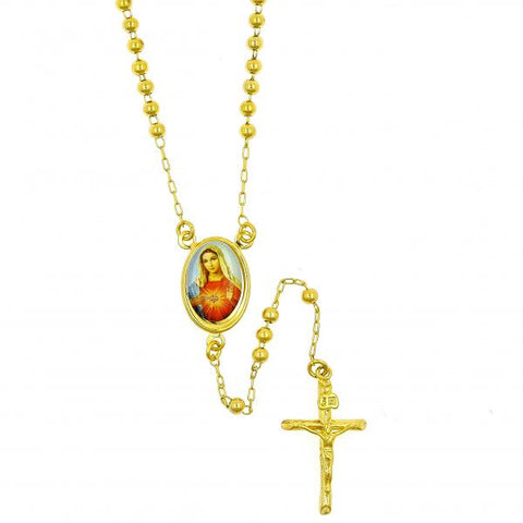 Rosario Fino 09.118.0006.20 Oro Laminado, Diseño de Virgen Maria y Crucifijo, Diseño de Virgen Maria, Pulido, Dorado