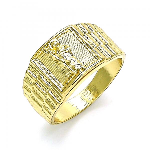 Anillo de Hombre 01.380.0009.11 Oro Laminado, Diseño de San Judas, Pulido, Dorado