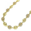 Gargantilla Elegante 04.63.1407.24 Oro Laminado, Diseño de Puff Mariner, con Micro Pave Blanca, Pulido, Dorado