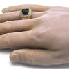Anillo de Hombre 01.266.0016.1.12 Oro Laminado, con Zirconia Cubica Negro y Blanca, Pulido, Dorado