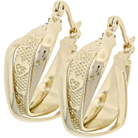 Argolla Pequeña 5.156.010 Oro Laminado, Diseño de Corazon, Diamantado, Dorado