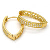 Argolla Huggie 02.217.0001.15 Oro Laminado, con Micro Pave Blanca, Pulido, Dorado