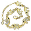 Pulsera Elegante 03.380.0035.07 Oro Laminado, Diseño de Elefante, con Cristal Blanca y Negro, Pulido, Dorado