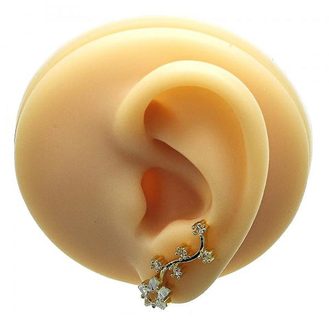 Arete Orejera 02.210.0735 Oro Laminado, Diseño de Estrella, con Zirconia Cubica Blanca, Pulido, Dorado