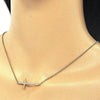 Collares con Dije 04.336.0054.2.16 Plata Rodinada, Diseño de Cruz, con Zirconia Cubica Blanca, Pulido, Dorado