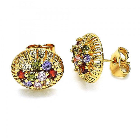Arete Dormilona 02.387.0091.2 Oro Laminado, con Zirconia Cubica Multicolor, Pulido, Dorado