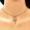 Collares con Dije 04.344.0011.20 Oro Laminado, Diseño de Llave, con Micro Pave Blanca, Pulido, Dorado