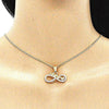 Collares con Dije 04.380.0006.20 Oro Laminado, Diseño de Corazon y Infinito, Diseño de Corazon, con Cristal Blanca, Pulido, Dorado