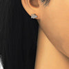 Arete Dormilona 02.174.0073.1 Plata Rodinada, Diseño de Mariposa, con Micro Pave Blanca, Pulido, Oro Rosado