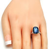 Anillo Multi Piedra 01.239.0011.1 Rodio Laminado, con Cristales de Swarovski Denin Blue, Pulido, Rodinado