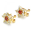 Arete Dormilona 02.217.0082.2 *PROMO* Oro Laminado, Diseño de Estrella, con Zirconia Cubica Granate y Blanca, Pulido, Dorado