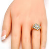 Anillo Multi Piedra 01.205.0002.3.08 Oro Laminado, con Zirconia Cubica Blanca y Blanca, Pulido, Dorado