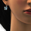 Arete Gancho Frances 02.239.0011.2 Rodio Laminado, Diseño de Mariposa, con Cristales de Swarovski Aquamarine, Pulido, Rodinado