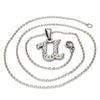 Collares con Dije 04.238.0027.18 Acero Inoxidable, Diseño de Iniciales y Rolo, Diseño de Iniciales, con Cristal Blanca, Pulido, Acero