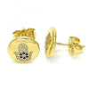 Arete Dormilona 02.156.0554 Oro Laminado, Diseño de Mano de Dios, con Micro Pave Zafiro Azul y Blanca, Pulido, Dorado