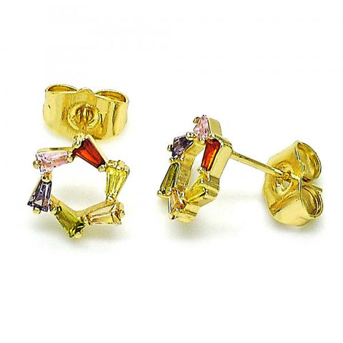 Arete Dormilona 02.210.0747.5 Oro Laminado, con Zirconia Cubica Multicolor, Pulido, Dorado