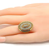 Anillo Multi Piedra 01.118.0024.07 Oro Laminado, Diseño de Llave Griega, con Micro Pave Blanca, Pulido, Dorado