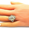 Anillo Multi Piedra 01.380.0030.07 Oro Laminado, Diseño de Guadalupe y Corazon, Diseño de Guadalupe, con Zirconia Cubica Blanca, Pulido, Dorado