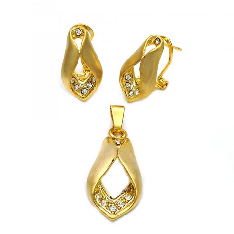 Juego de Arete y Dije de Adulto 5.053.010 Oro Laminado, con Cristal , Dorado