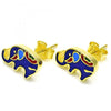 Arete Dormilona 02.336.0093.2 Plata Rodinada, Diseño de Elefante, Esmaltado Azul, Dorado