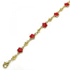 Tobillera Elegante 03.213.0015.6.10 Oro Laminado, Diseño de Flor, Esmaltado Rojo, Dorado