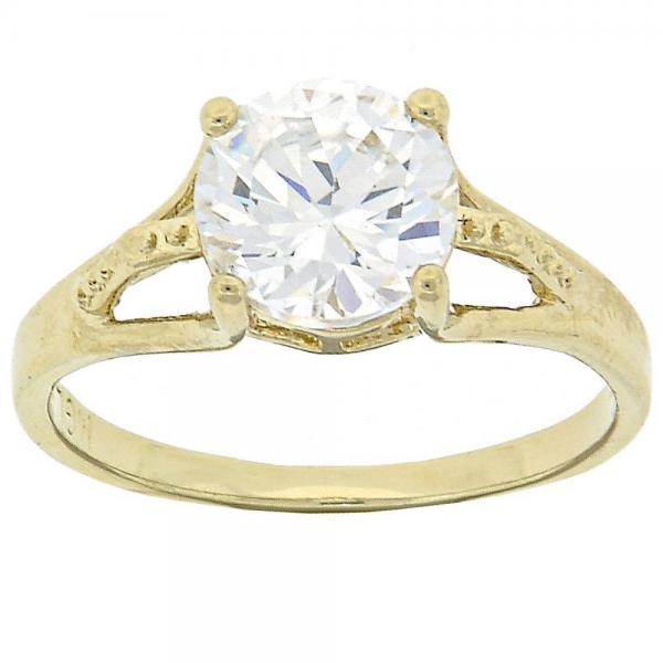 Anillo Multi Piedra 5.167.028.09 Oro Laminado, Diseño de Solitario, con Zirconia Cubica Blanca, Pulido, Dorado